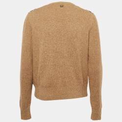 Pre Owned Chanel Brown Wool/Cashmere Floral Long Sleeve Sweater M