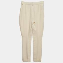 Pre Owned Chanel Cream Boucle Skiny Trousers S