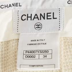 Pre Owned Chanel Cream Boucle Skiny Trousers S