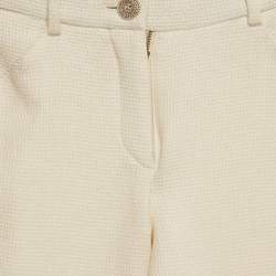 Pre Owned Chanel Cream Boucle Skiny Trousers S