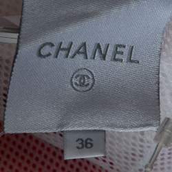 Pre Owned Chanel White Terry & Red Sequin Embbellished Zip Front Jacket S