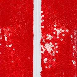 Pre Owned Chanel White Terry & Red Sequin Embbellished Zip Front Jacket S