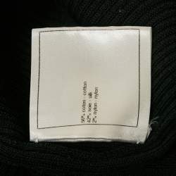 مملوكة مسبقًا Chanel Black Logo Detail Rib Knit Top L