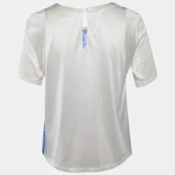 مملوكة مسبقًا Chanel Blue/White Sequined Short Sleeve Top S