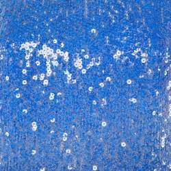 مملوكة مسبقًا Chanel Blue/White Sequined Short Sleeve Top S