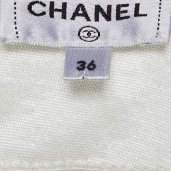 مملوكة مسبقًا Chanel Blue/White Sequined Short Sleeve Top S