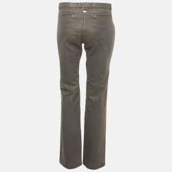 Pre Owned Chanel Grey Pearl Effect Denim Jeans M Waist 32"