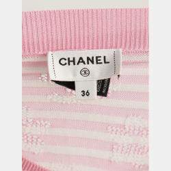 Pre Owned Chanel Pink Stripes Lightweight Sweater S