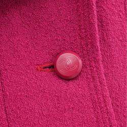 Pre Owned Chanel Single Breasted Jacket Pink Fabric Jacket Size 38