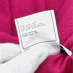 Pre Owned Chanel Single Breasted Jacket Pink Fabric Jacket Size 38