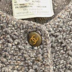 مملوكة مسبقًا جاكيت شانيل بدون ياقة بني 93A مقاس 40