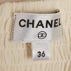 مملوكة مسبقًا توب شانيل حرير بكريمة شعار بنجوم تفاصيل مقطوعة مقاس صغير - سمول