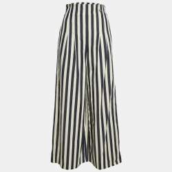 Chanel Navy Blue Stripe Cotton Flared Cuba Pants M