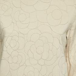 Pre Owned Chanel Beige Embroidered Cotton Sweatshirt S