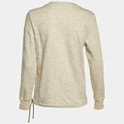 Pre Owned Chanel Beige Embroidered Cotton Sweatshirt S