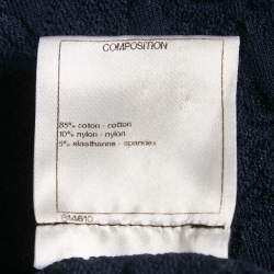 مملوكة مسبقًا سترة شانيال قطنية كحلية بنقشة مضلعة طويلة مقاس وسط (ميديوم)