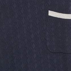 مملوكة مسبقًا سترة شانيال قطنية كحلية بنقشة مضلعة طويلة مقاس وسط (ميديوم)