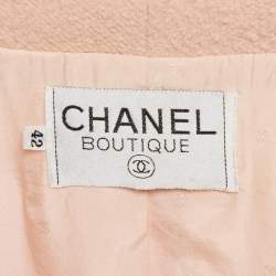 Pre Owned Chanel Pink Tweed Shawl Collar Jacket L