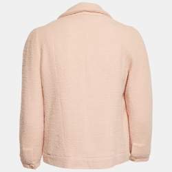 Pre Owned Chanel Pink Tweed Shawl Collar Jacket L
