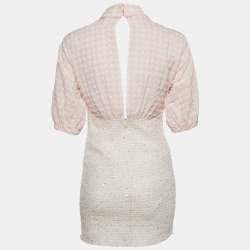 مملوكة مسبقًا Chanel Pink Seeksucker and Tweed Mini Dress M