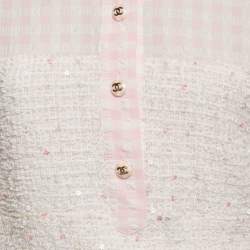 مملوكة مسبقًا Chanel Pink Seeksucker and Tweed Mini Dress M