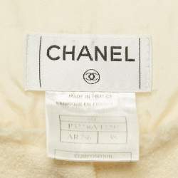 مملوكة مسبقًا جاكيت شانيل تويد صوفي كريم بأزرار أمامية مقاس وسط (ميديم)