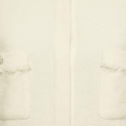 مملوكة مسبقًا جاكيت شانيل تويد صوفي كريم بأزرار أمامية مقاس وسط (ميديم)