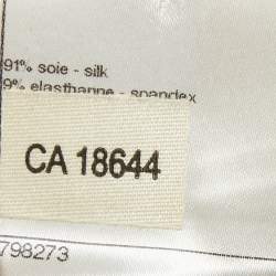 Pre Owned Chanel Black Stretch Silk Tweed and Chain Trimmed Button Front Blouse M