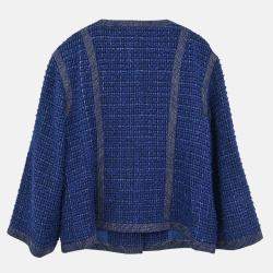 مملوكة مسبقًا جاكيت شانيل كحلي مفرد بدون ياقة مقاس 42