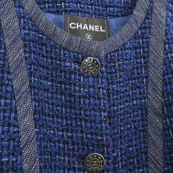 مملوكة مسبقًا جاكيت شانيل كحلي مفرد بدون ياقة مقاس 42