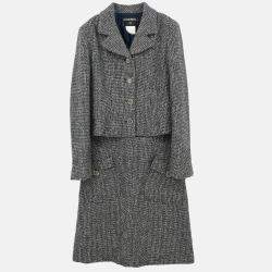 Pre Owned Chanel Setup Suit Jacket Skirt Gray Suit