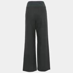 Pre Owned Chanel Midnight Blue Cotton and Nylon Wide Leg Trousers M