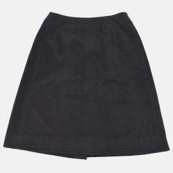 Pre Owned Chanel Black Cashmere Knee Length Skirt Size 34 