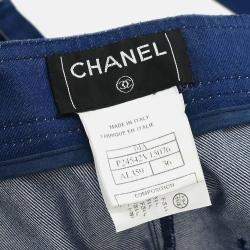 Pre Owned Chanel Blue Denim Long Pants Size 36