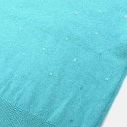 Pre Owned Chanel Light Blue Knit Short Sleeve Sweater Top