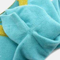 Pre Owned Chanel Light Blue Knit Short Sleeve Sweater Top