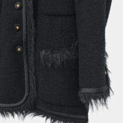 Pre Owned جاكيت شانيل بدون ياقة بصف أزرار أسود #40