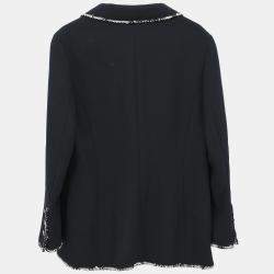 Pre Owned Chanel Single Breasted Black Wool Jacket Size 42