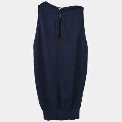 Pre Owned Chanel Navy Blue Sleeveless Top  38