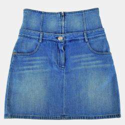 Pre Owned Chanel Blue Denim Skirt Size 36