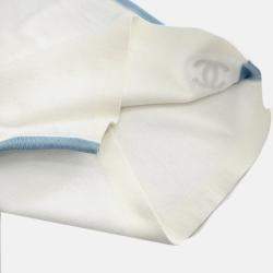 Pre Owned بلوزة شانيل قطن بلا أكمام أبيض/أزرق مقاس 40