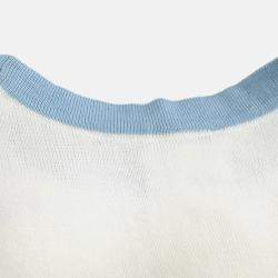 Pre Owned بلوزة شانيل قطن بلا أكمام أبيض/أزرق مقاس 40