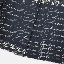 Pre Owned Chanel Black/Beige Silk Skirt Size 38