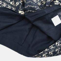 Pre Owned Chanel Black/Beige Silk Skirt Size 38
