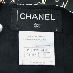 Pre Owned Chanel Black/Beige Silk Skirt Size 38