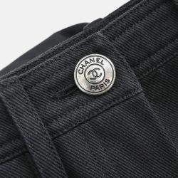 Pre Owned Chanel Black Cotton Pants Women Size 34