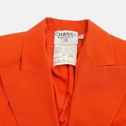 Pre Owned Chanel Red Fabric Jacket Size 36