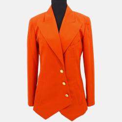 Pre Owned Chanel Red Fabric Jacket Size 36