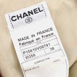 Pre Owned Chanel Skirt Beige Silk Dress Sleeveless Dress Size 38
