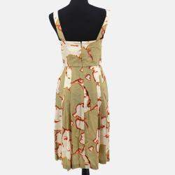 Pre Owned Chanel Skirt Beige Silk Dress Sleeveless Dress Size 38